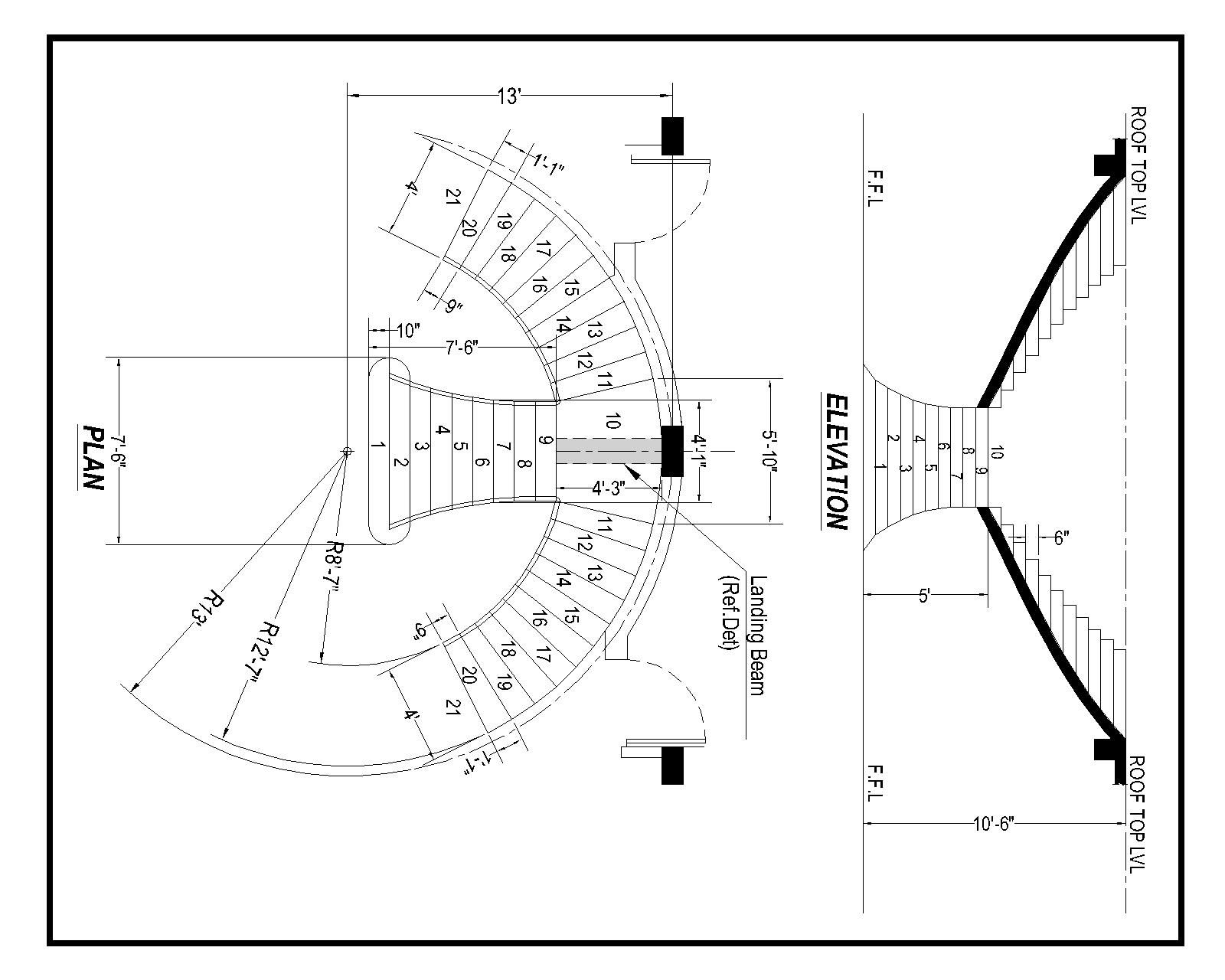cad drawing staircase detail