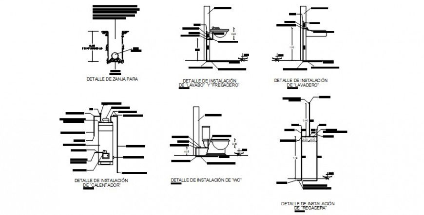 CAD 2d view drawings details of sanitary blocks dwg file