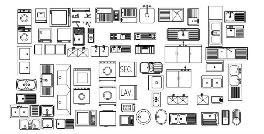 CAD 2d view of kitchen automation units drawings in AutoCAD