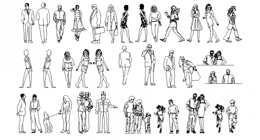 CAD 2d view of people blocks autocad file