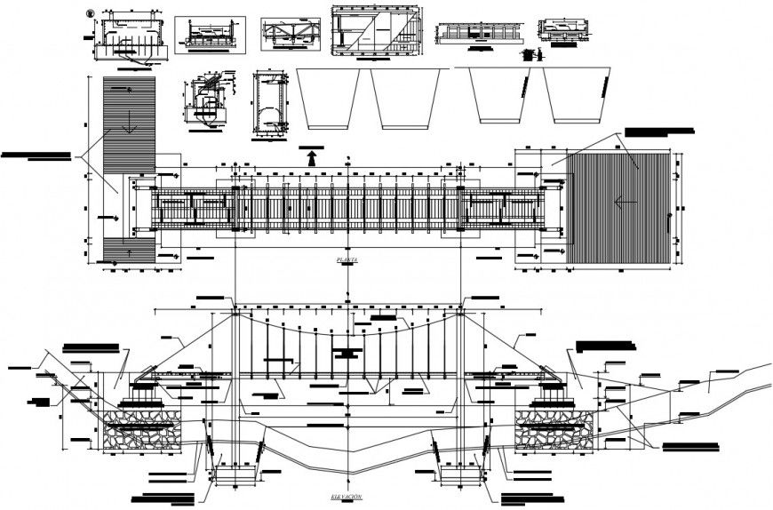 CAD 2d view structural details of bridge autocad software file
