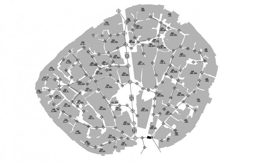 CAD area detailing with 2d view of light installation dwg file