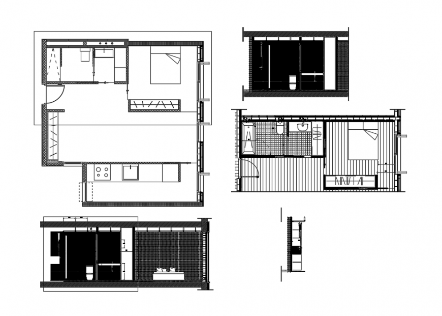 CAD bedroom 2d view plan and elevation autocad software file
