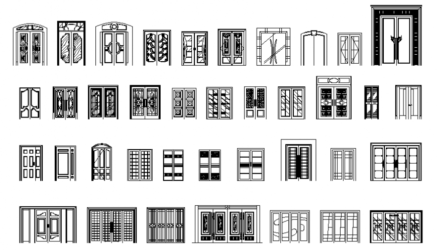Cad blocks details of net double and large doors elevation cad drawing details dwg file