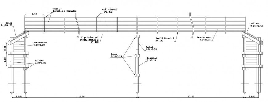 CAD bridge structure drawings detail 2d view elevation autocad file