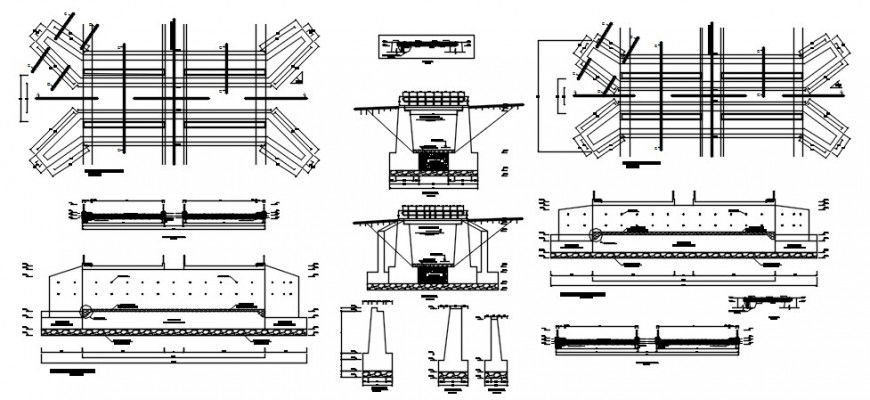 CAD construction details of bridge structure 2d view autocad file