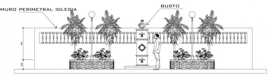 CAD design of compound boundary wall details aitocad file