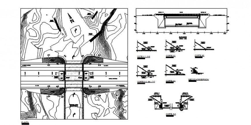 CAD detailing of bridge structure 2d view AutoCAD software file