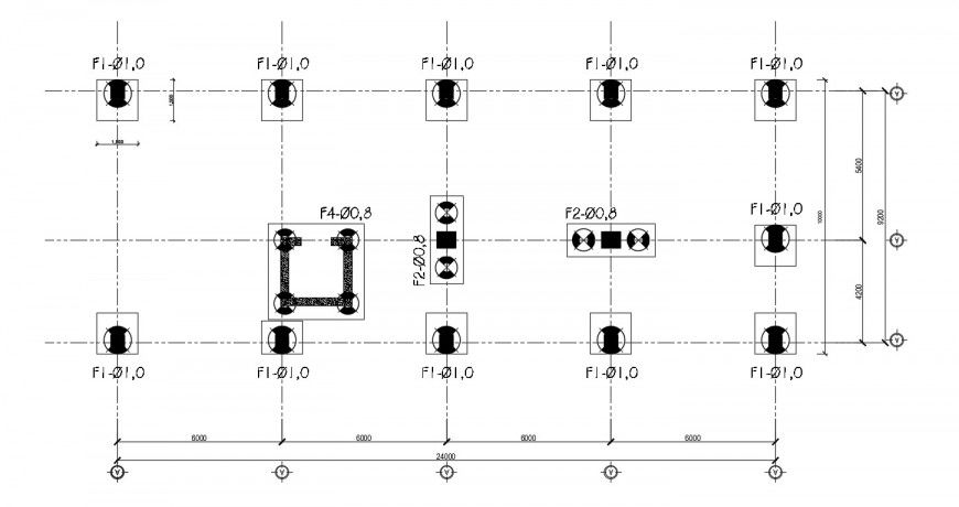 CAD details drawings of foundation footing plan dwg file