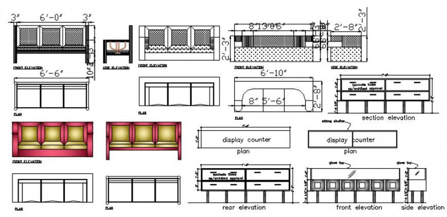 Cad drawing detail of display counter file