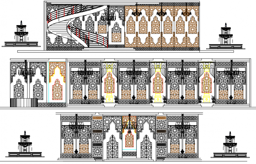 CAD drawing details of design and fountain block dwg file