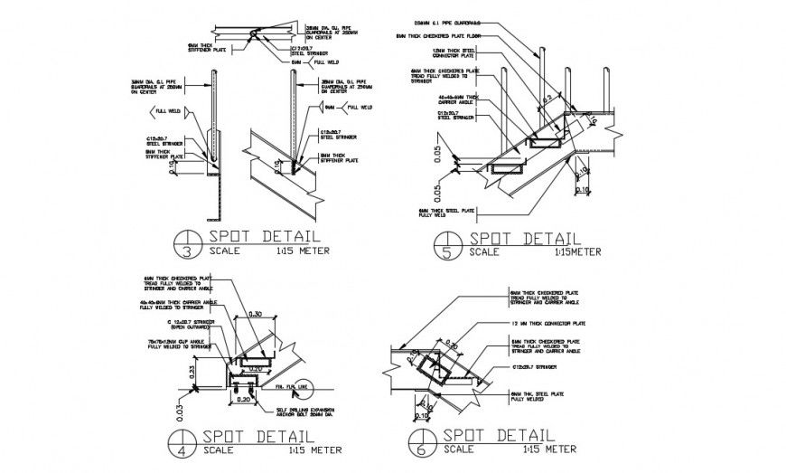 CAD drawing details of stairway construction dwg file