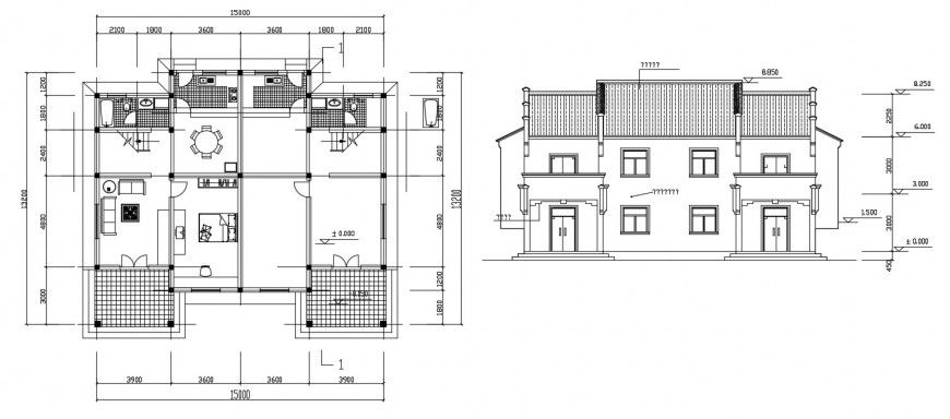 Cad drawing details of village residential house dwg file