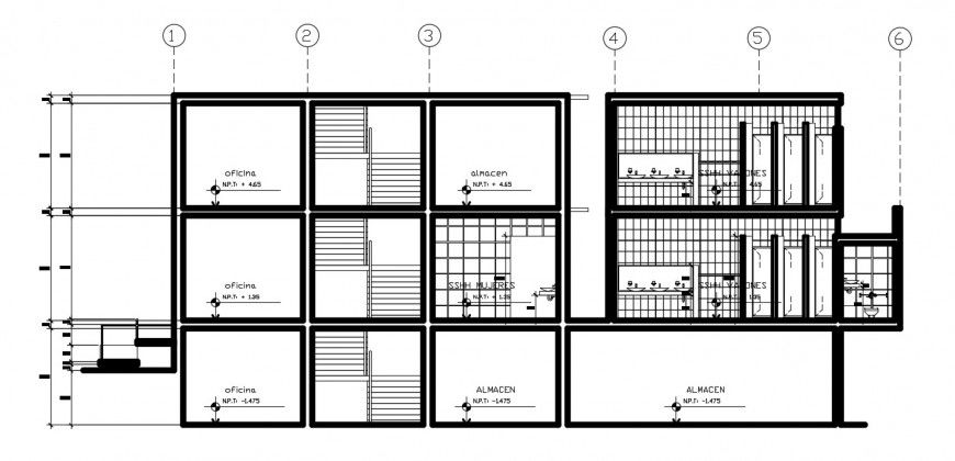 Cad drawing of an office building in dwg file
