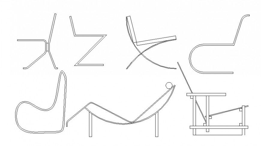 Cad drawing of flexible chair units of Auto Cad software