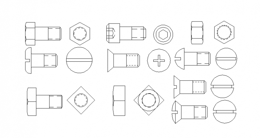 CAD drawing of mechanical unit blocks 2d view autocad file