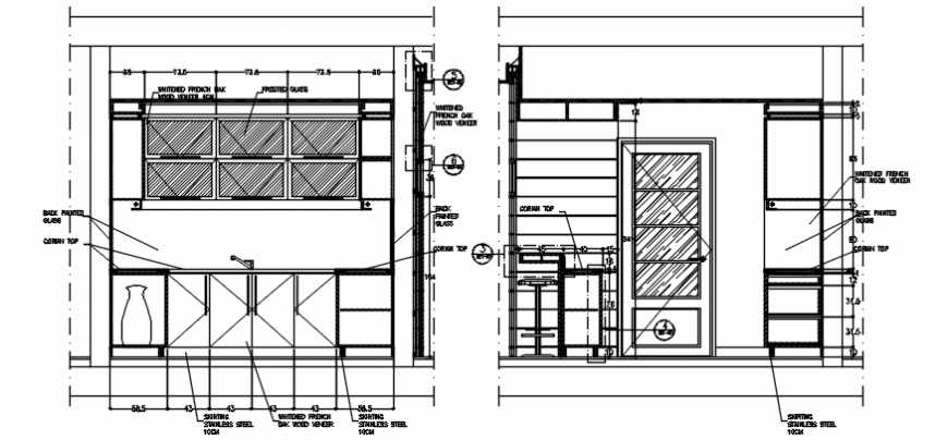 CAD drawings blocks elevation of kitchen area autocad file