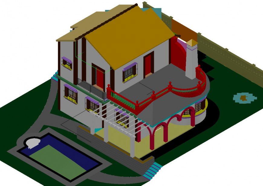 CAD drawings detail 3d model bungalow dwg autocad software file