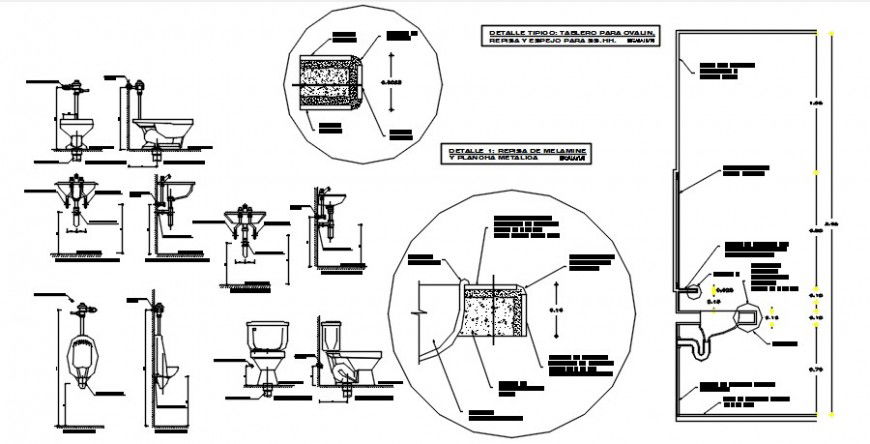 CAD drawings detail of sanitary blocks elevation in autocad file
