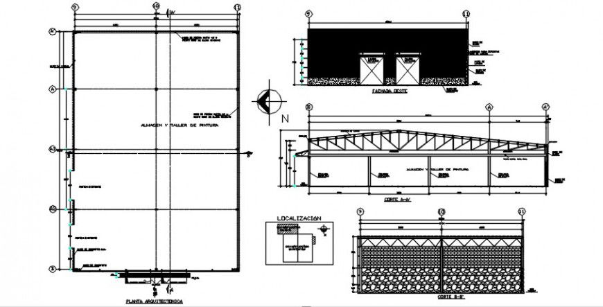 CAD drawings detail of roof struts 2d view autocad file