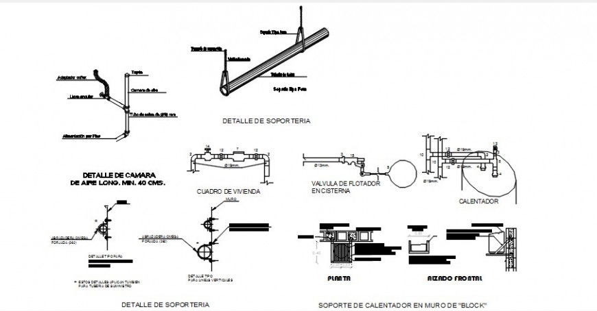 CAD drawings detailing of plumbing blocks 2d view autocad file