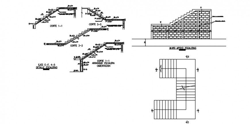 CAD drawings detailing of stairway autocad file