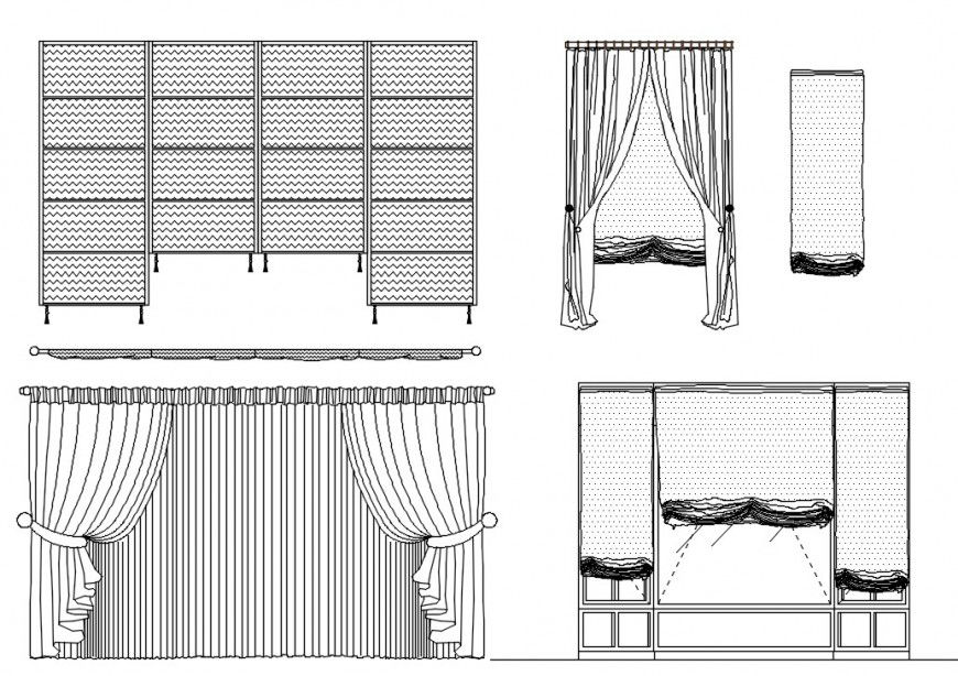 Cad drawings details  of curtains
