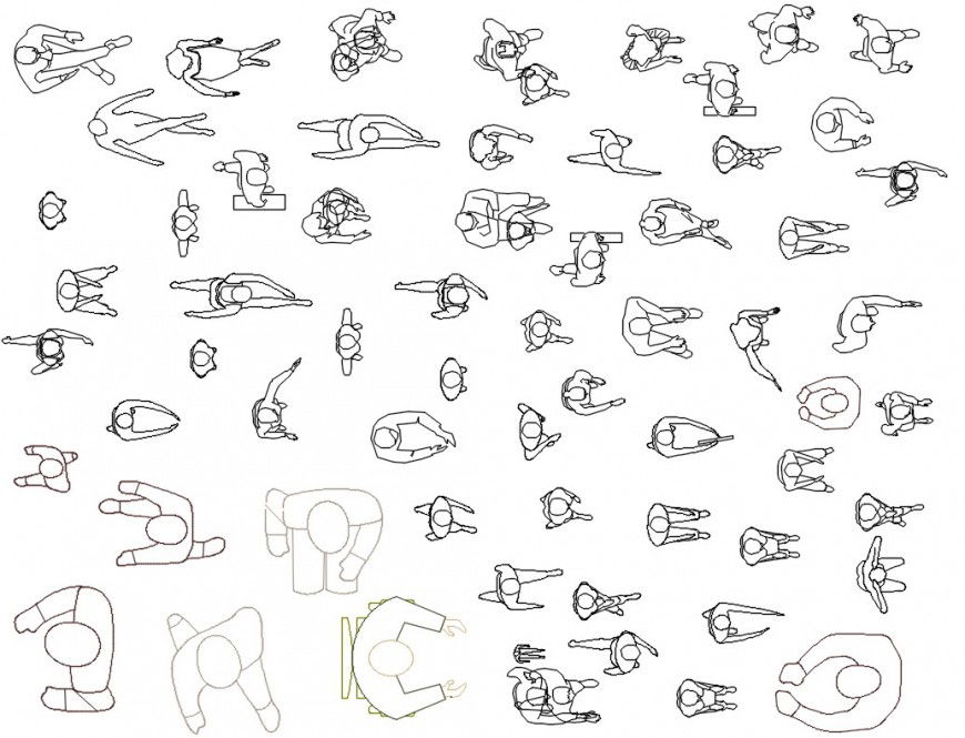CAd drawings details of   top view of people   