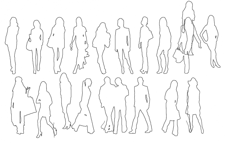 Cad drawings details of   girls dancing style