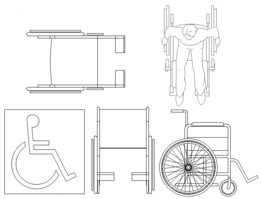 Cad drawings details of   top view of handicapped