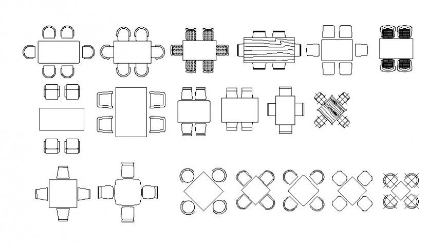 Cad drawings details of  dining room table and chair detail