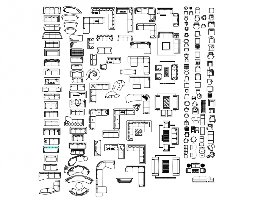 Cad drawings details of  L shape sofa