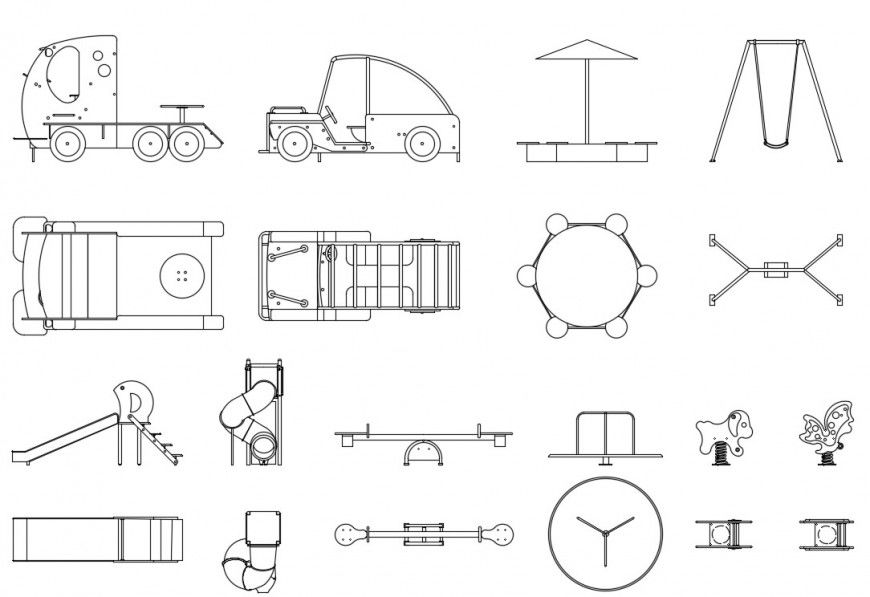 CAd drawings details of  playground car toy area