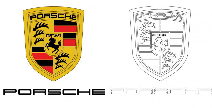 CAd drawings details of  Porsche symbol  