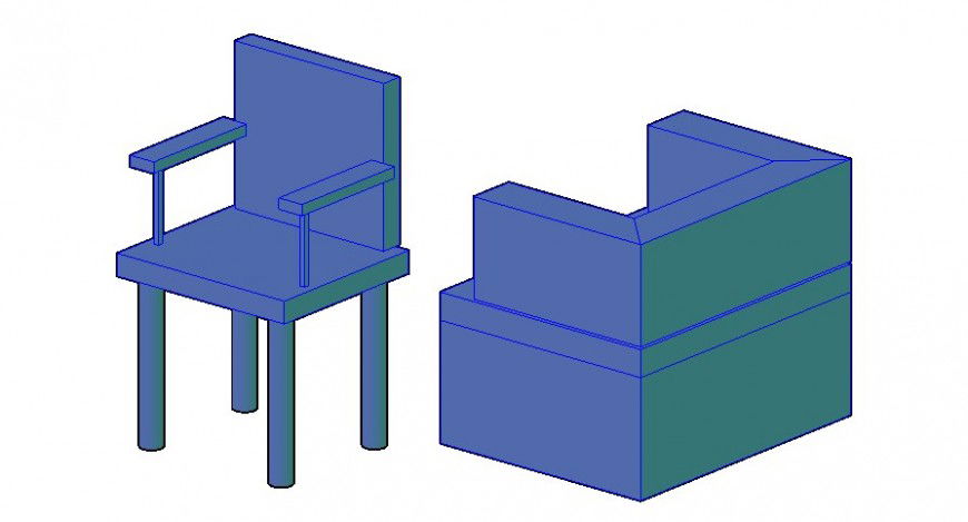 CAd drawings details of  sofa and chair stylish 