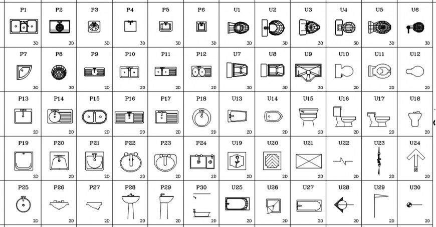 Cad drawings details of  top  view of  bathroom  accessories for office
