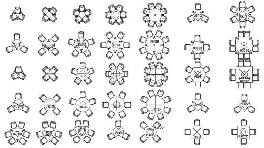 CAd drawings details of  top elevation dining area for hotel and cafeteria