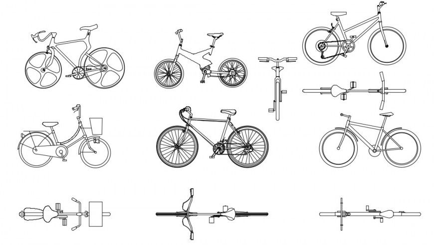 CAd drawings details of  top elevation of  kids cycle