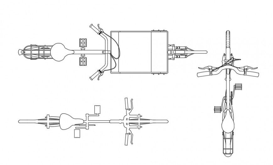 CAd drawings details of  top elevation of bicycle