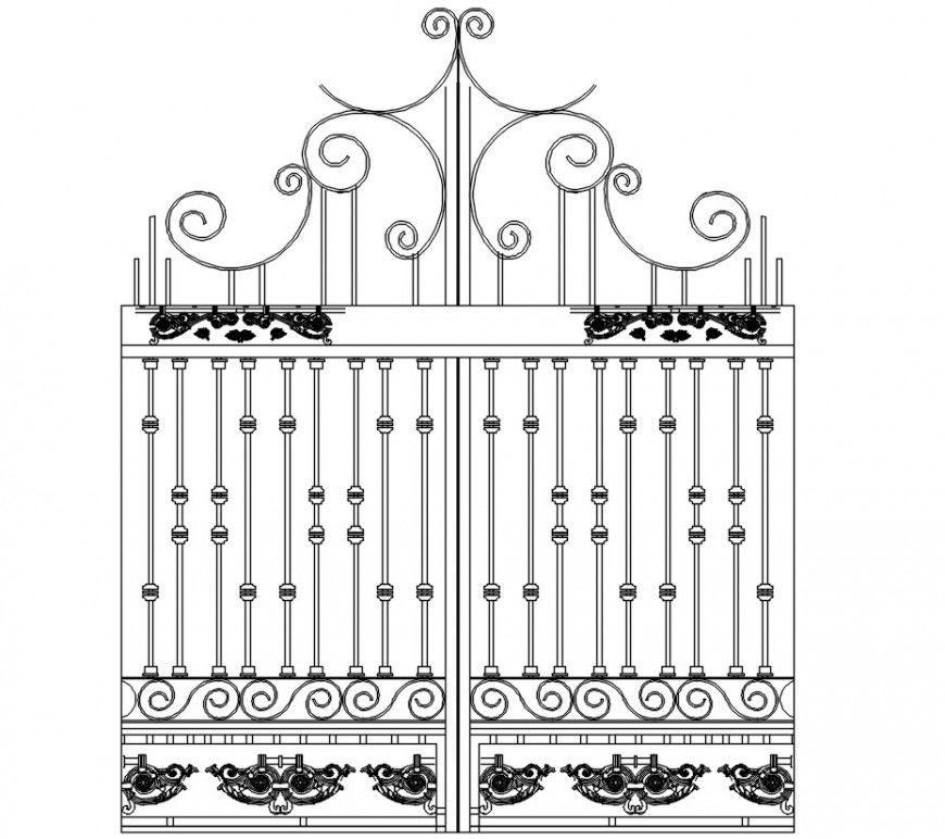 Cad drawings details of  top elevation of door outlet design