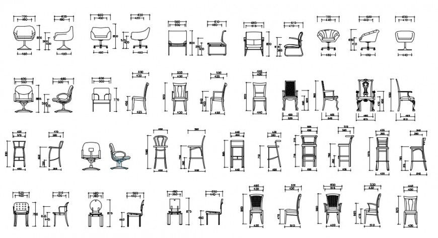 CAd drawings details of  top elevation of flexible office  chairs