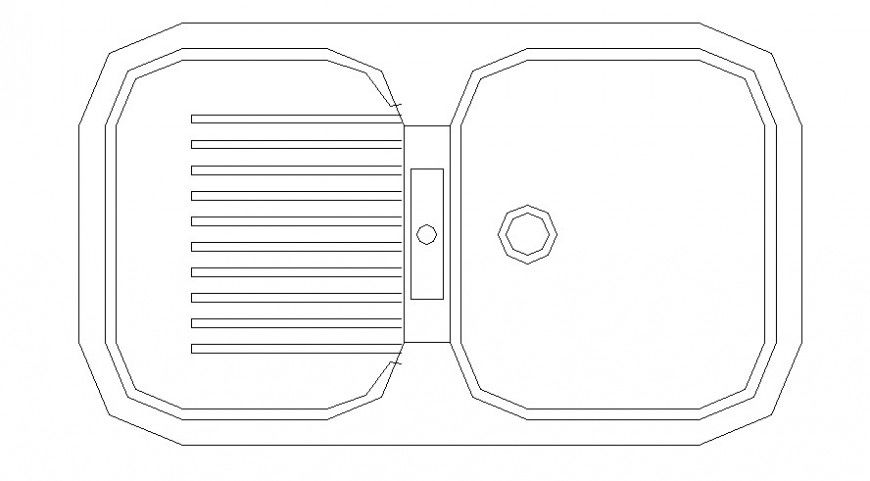 Cad drawings details of  top view  elevation of half cut  round wash basin