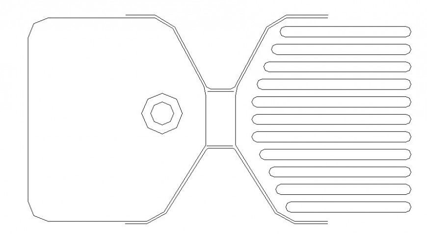 CAD drawings details of top view elevation of half cut wash basin