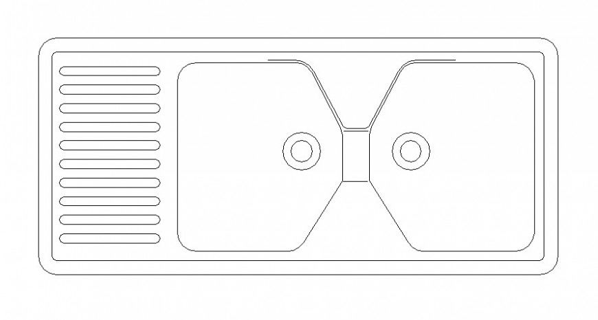 Cad drawings details of top view elevation of long pin washbasin