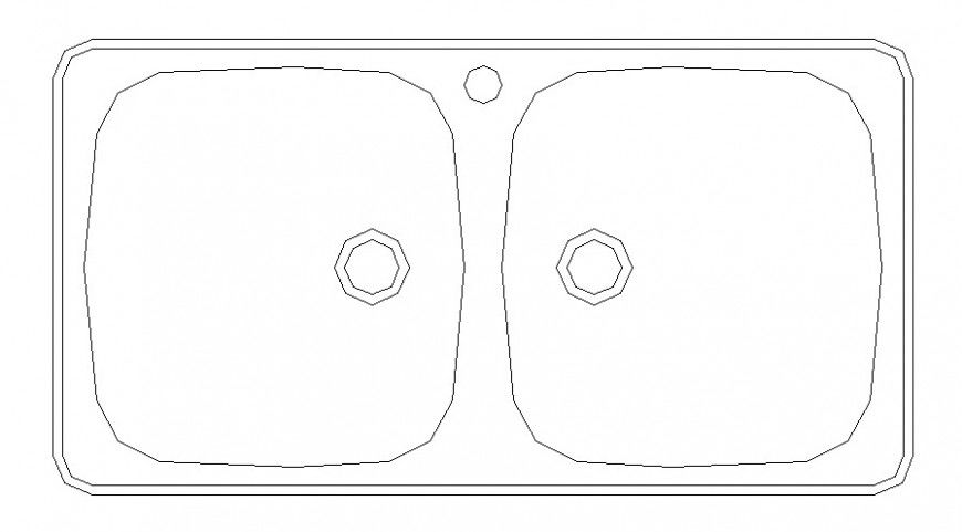 CAd drawings details of top view elevation of wash basin centered and two
