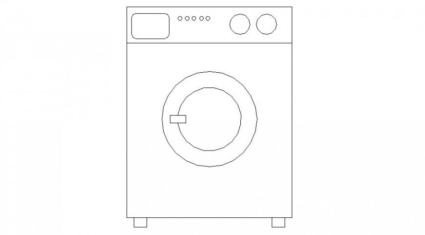 Cad drawings details of  top view  elevation of washing machine