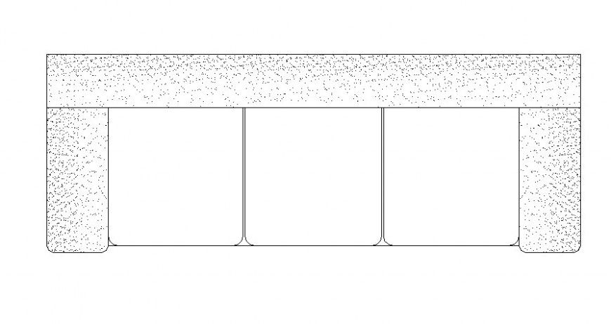 CAD drawings details of  top view of  square-shaped sofa three seater
