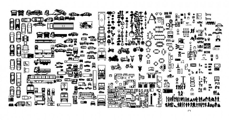 CAd drawings details of  top view of car,bike and other drawing