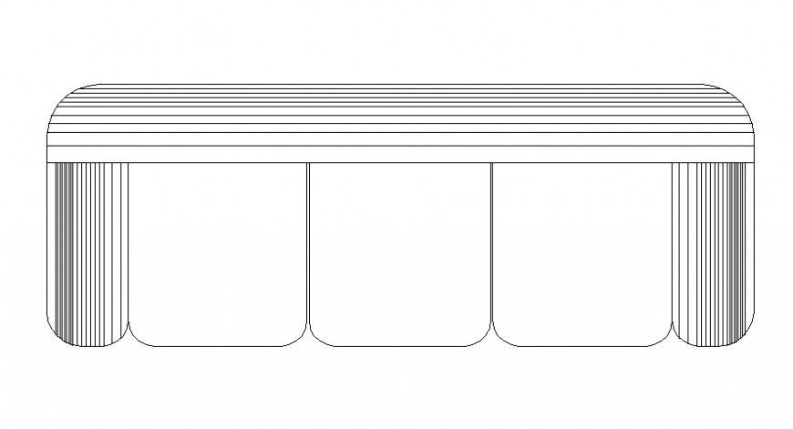 CAd drawings details of  top view of sofa three seater   