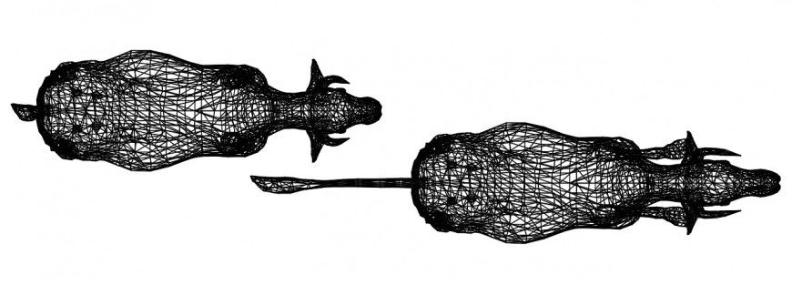 CAd drawings details of  top view of two cows
